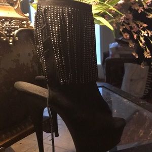 Pleaser Platform Leather Fringed Boots Size 7